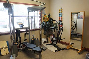 Physical therapy exercise equipment in our workout room